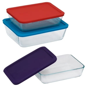 Pyrex Simply Store Glass Storage Container, 6-Piece Multicolor