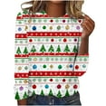 thumbnail image 2 of FDGIU 2025 Women's Funny Christmas Shirt - Long Sleeve Crew Neck Tunic Top, Cute Holiday Print for Party & Family Gathering, 2 of 4