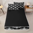 thumbnail image 4 of Homewish Hipple Halloween Skull Zipper Twin Comforter Sets with Fitted Sheet and 2 Pillowcases,Vintage Damask Zipper Bedding Set,Black White,Black Reversible,4pcs, 4 of 8