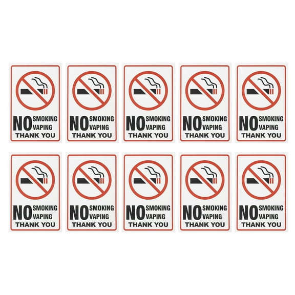 Etiquetas adhesivas de advertencia Uxcell 5x7" Paquete de 10 pegatinas de no fumar y vapear
