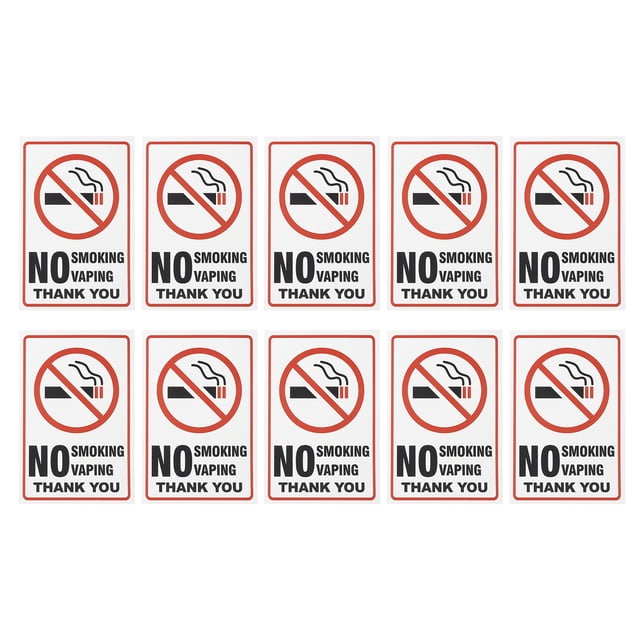 Etiquetas adhesivas de advertencia Uxcell 5x7" Paquete de 10 pegatinas de no fumar y vapear