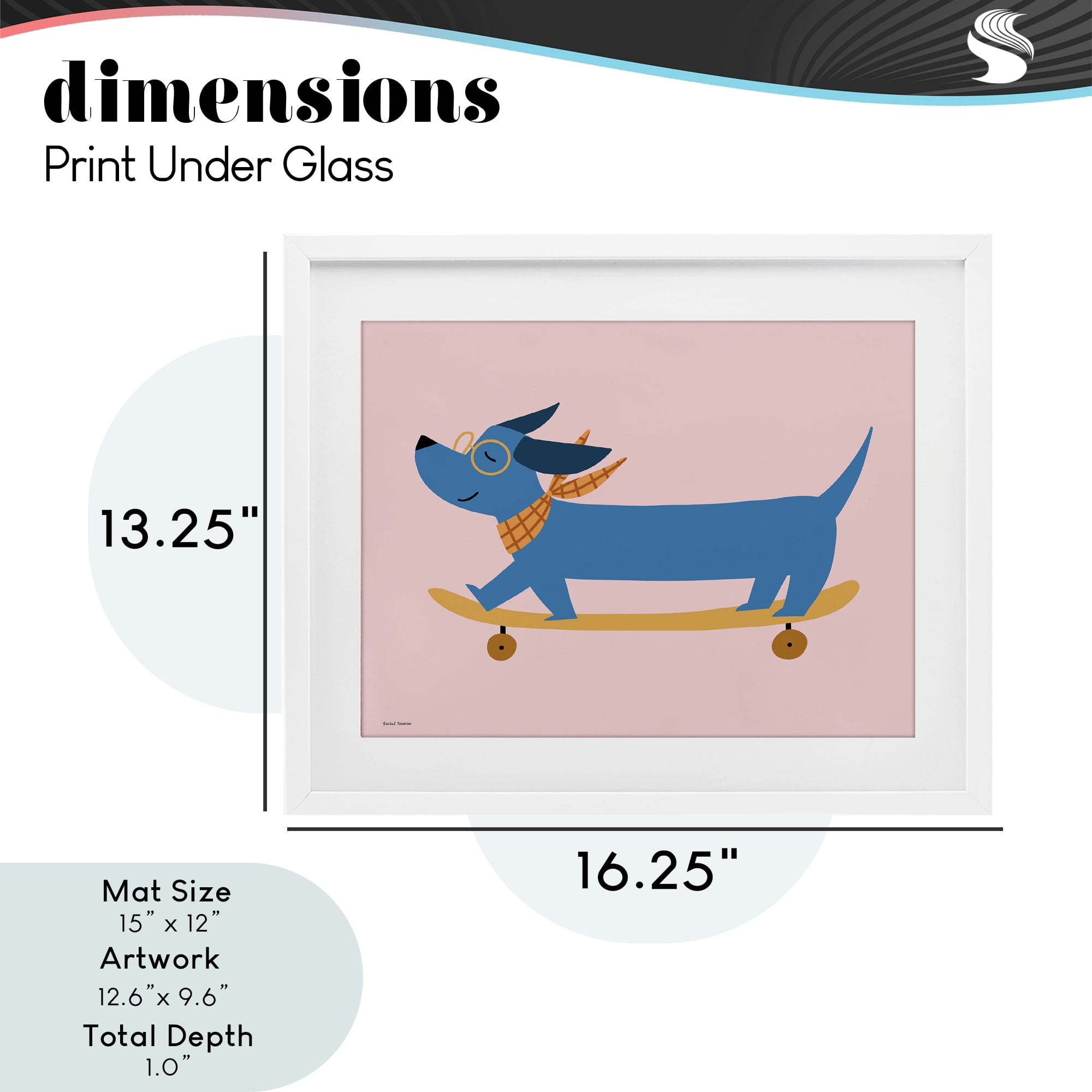 Stupell Industries Skateboarding Wiener Dog White Framed Print Under Glass, design by Rachel Nieman