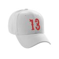 thumbnail image 3 of Daxton Structured Baseball Hat Cap Curved Visor Vintage Custom Number, White Hat, Red Number 13, 3 of 4