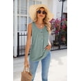thumbnail image 3 of Summer Round Neck Sleeveless Button Solid Color Casual Women's Top, 3 of 8