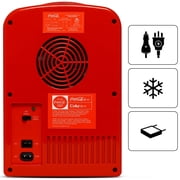 Coca-Cola Mini Fridge 4L 6 Can, Red Portable Beverage Cooler with AC/DC Car Adapter for Travel, Bedroom, Office, Dorm