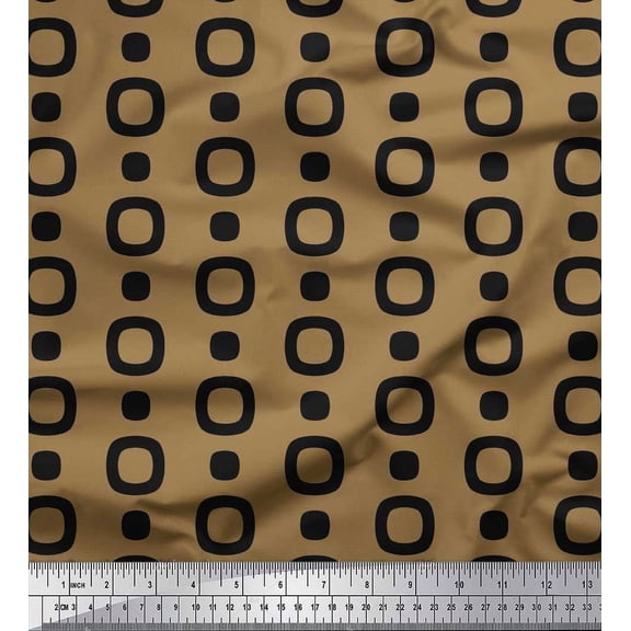 Soimoi Brown Cotton Duck Fabric Square Geometric Decor Fabric Printed Yard 42 Inch Wide