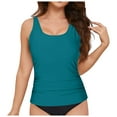 thumbnail image 3 of GEWSEY Tankini Tops for Women Swimwear Top Only Tummy Control Bathing Suit Top No Bottom (Dark Green, M), 3 of 9