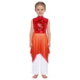 thumbnail image 4 of YiZYiF Girls Sequin Liturgical Worship Praise Dance Dress Tunic with Palazzo Pants Lyrical Dancewear Red 16, 4 of 6