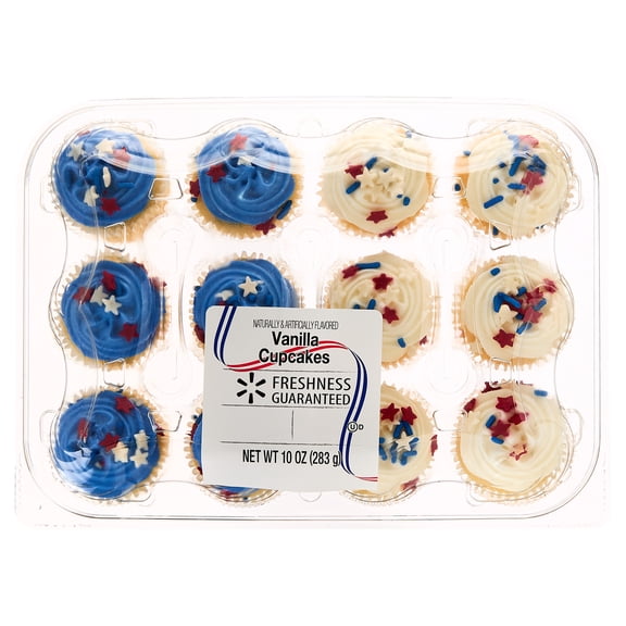 Freshness Guaranteed Vanilla Cupcakes with Patriotic Sprinkles, 10 oz, 12 Count