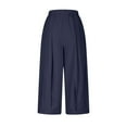 thumbnail image 6 of QATAINLAV Pleated Pants for Women High Waisted Wide Leg Cropped Trousers Solid Color Casual Flowy Loose Palazzo Pants with Pockets Navy XXL Mother's Day Gifts, 6 of 10