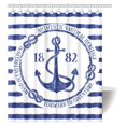 thumbnail image 1 of WOPOP Nautical Theme Decor Shower Curtain, Blue White Nautical Emblem with Anchor Bathroom Shower Curtain Set with Hooks, 60x72 Inches, 1 of 3