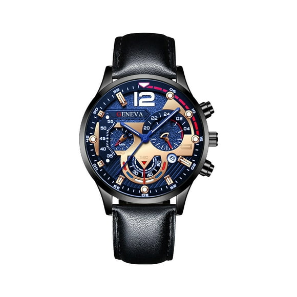 Reloj de cuarzo noctilucente con adhesivo mecánico, diseño de múltiples esferas, correa de cuero, estilo informal, brazalete, esfera antirrayas, unisex, bola de rompecabezas.