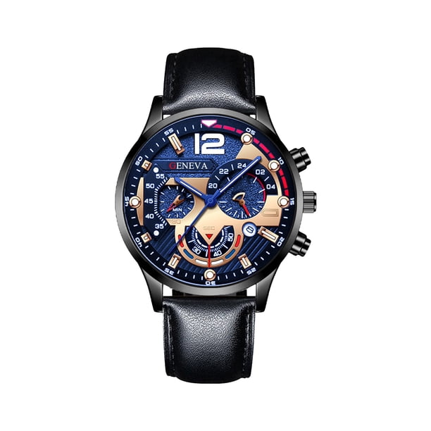 Reloj de cuarzo noctilucente con adhesivo mecánico, diseño de múltiples esferas, correa de cuero, estilo informal, brazalete, esfera antirrayas, unisex, bola de rompecabezas.