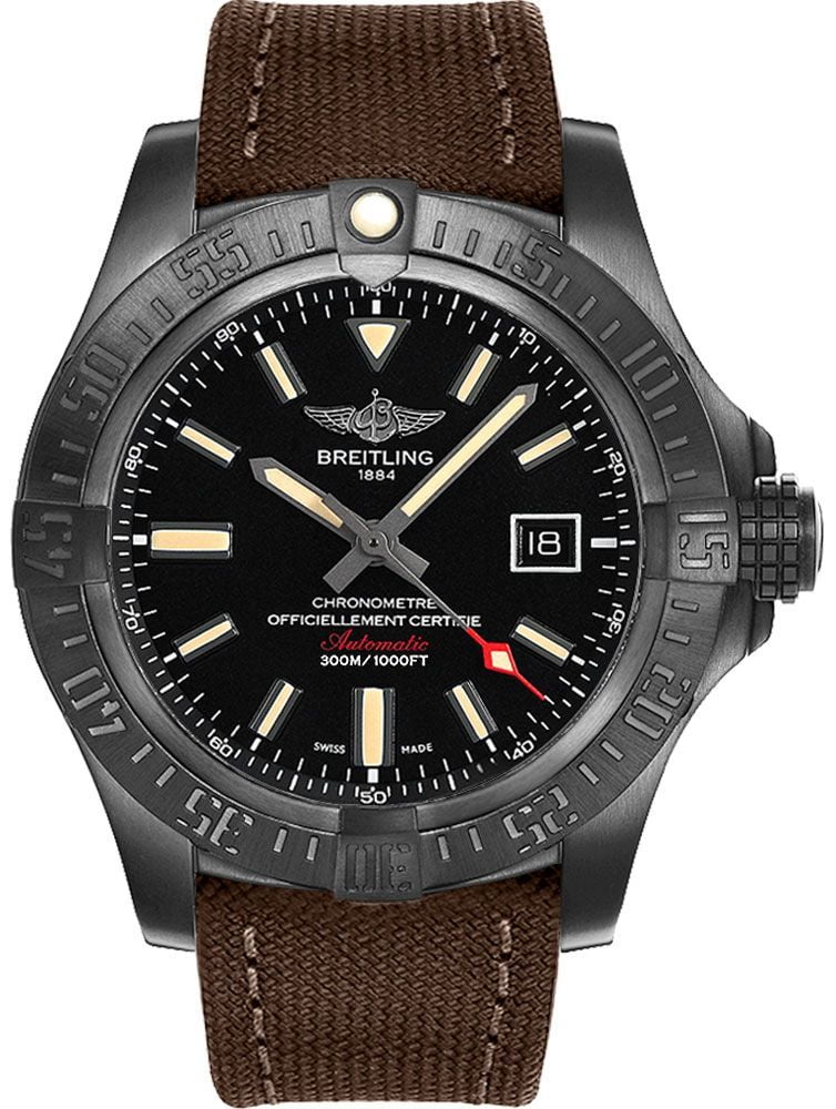 Breitling Avenger Blackbird Black Titanium Men's Watch on Brown Canvas  Strap V1731010/BD12-108W - Walmart.com