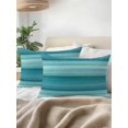 thumbnail image 3 of Waterproof Outdoor Throw Pillows with Inserts 12"x20" Set of 2, Teal Turquoise Aqua Ombre Soft Decorative Pillowcases for Couch Bedroom, Contemporary Abstract Lines Pillow Covers for Sofa Living Room, 3 of 8