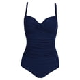 thumbnail image 6 of MSJUHEG Cross Back,1 Piece Swimsuit,Ribbed One Piece Swimsuits for Women,Bathing Suit Monokini,Tie Side,Ruched Push Up Bathing Suit,Short Sleeve Bathing Suit Dark Blue XS, 6 of 6