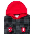 thumbnail image 5 of Marvel Spider-Man Flannel Hooded Shacket with Fleece Lining Plaid Toddler to Big Kid, 5 of 5