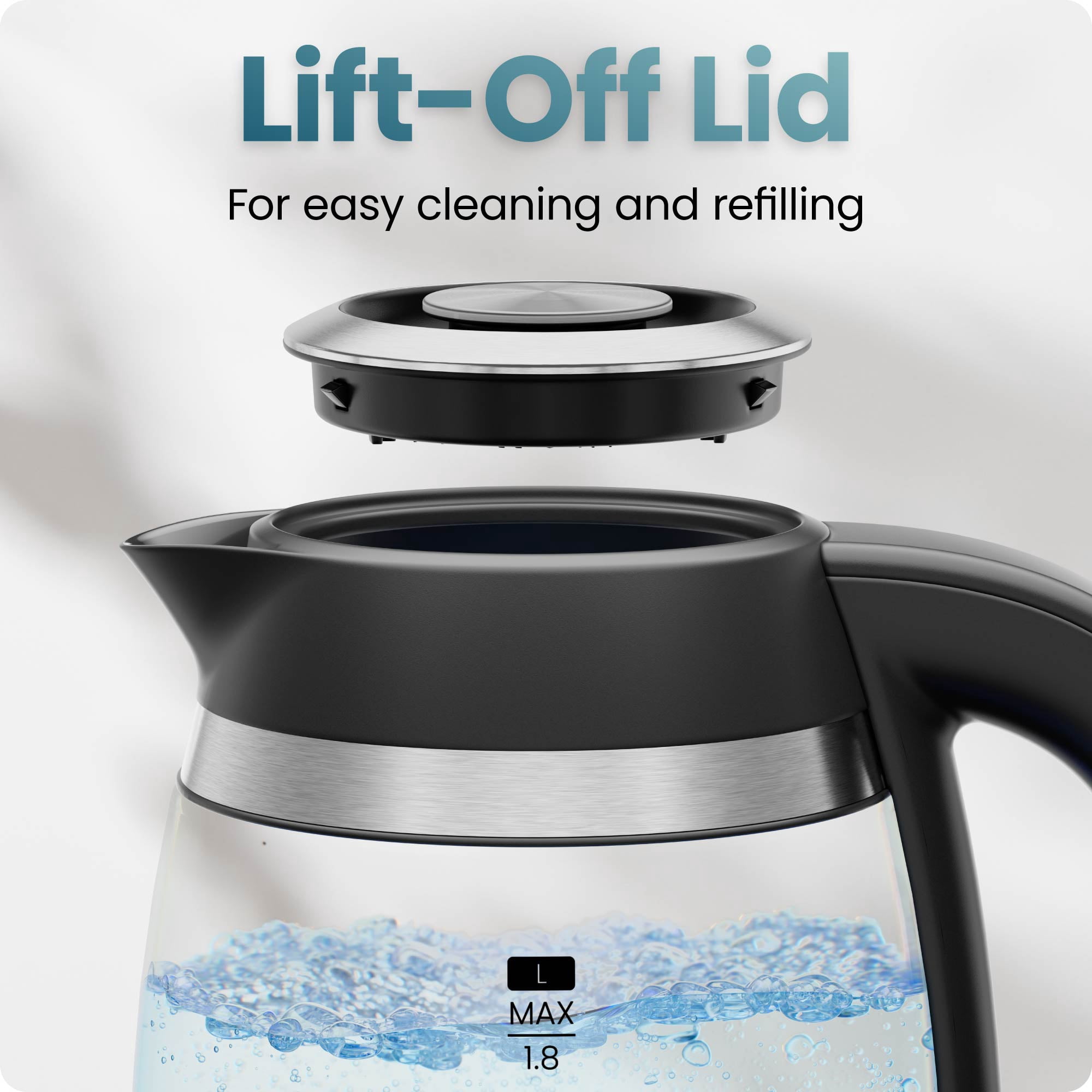 Chefman Fast-Boil 1.8L Electric Kettle with Tea Infuser, LED Lights - Black