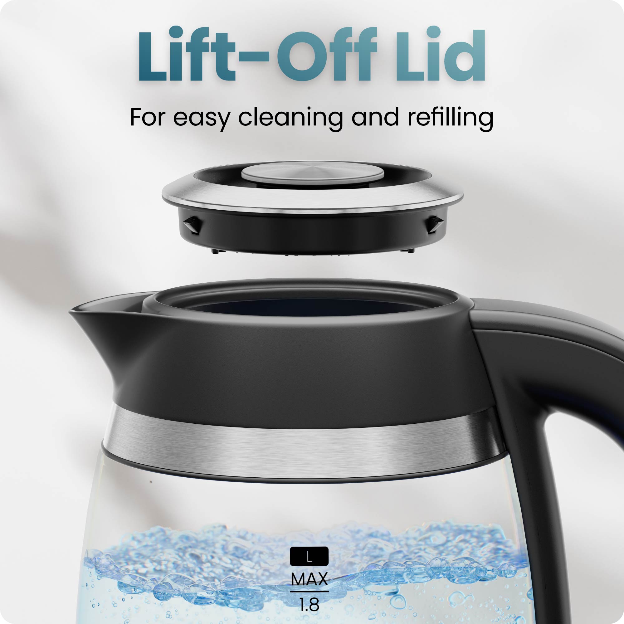Chefman Fast-Boil 1.8L Electric Kettle with Tea Infuser, Black photo 4