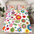 thumbnail image 2 of Homewish Colorful Flowers 4-Piece Full Size Sheets For Kids Teens Adults,Chic Floral Blossoms Bed Sheets,Exotic Style Lightweight Sheet Sets,Ultra Soft Home Decor, 2 of 7