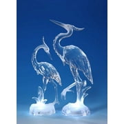 Set of 2 Clear Decorative Icy Heron Table Top Figurines 15"