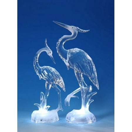 Set of 2 Clear Decorative Icy Heron Table Top Figurines 15"