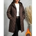 thumbnail image 6 of Luvrsol Women's Plus Size Hooded Long Puffer Coat Loose Padded Winter Jacket Casual Warm Outerwear, Coffee XL-5XL, 6 of 7
