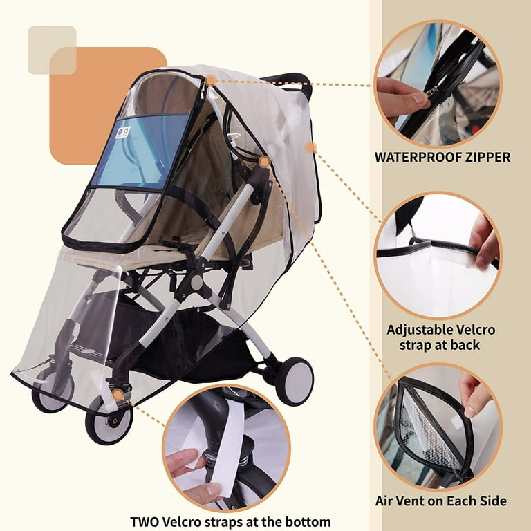 Bemece Stroller Rain Cover , Universal Stroller Accessory, Baby Travel Weather  Shield, Windproof Waterproof, Protect from Dust Snow Black-L 
