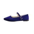 thumbnail image 2 of XUNKUSGA Ballet Flats Shoes for Women Fashion Pointed Toe Buckle Strap Womens Dress Shoes Soft Comfortable Solid Color Suede Womens Dress Shoes,Blue,7, 2 of 9