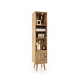 thumbnail image 6 of Rattan Storage Cabinet, 4 Tier Slim Bookshelf, Natural Wood Cabinet with Adjustable Shelves, Living Room Bedroom Organizer, 11.5"x11.5"x54", Natural/Black/White, 6 of 9