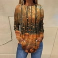 thumbnail image 2 of JULMCOMO Halloween Shirts for Women Funny Pumpkin Bat Castle Print Round Neck Long Sleeve Shirts Halloween Costume Holiday Tunic Tops Orange XL, 2 of 5