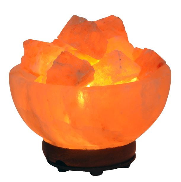 Himalayan Pink Salt Lamp Bowl with Salt Chunks, Salt Lamp, Pure & Authentic, Dimmer Switch