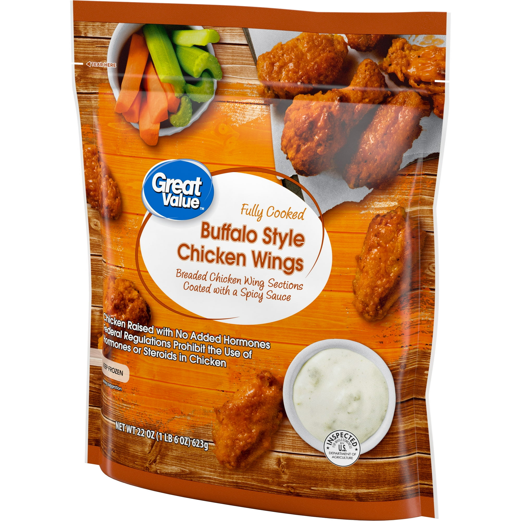 Great Value Fully Cooked Buffalo Style Chicken Wings, 22 oz (Frozen)