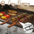 thumbnail image 2 of BBQ Basket Iron Wire Kebab Grilling Rack Rectangle Wooden Handle Rust Protection Barbecue Vegetable Clip Shrimp Sausage Meat, 2 of 8
