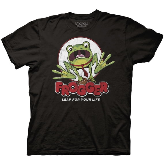 Ripple Junction Frogger Adult Unisex Leap for Your Life Light Weight 100% Cotton Crew T-Shirt Black