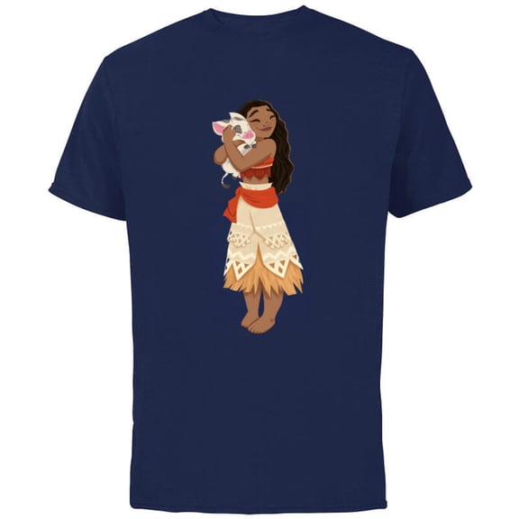 Disney Moana and Pua T-Shirt - Short Sleeve Cotton T-Shirt for Adults - Customized-Navy