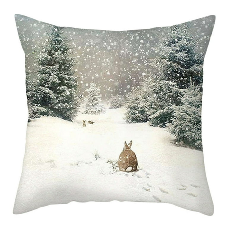 D-GROEE Christmas Pillow Covers 18x18 Christmas Pillows Farmhouse Outdoor  Decorative Christmas Throw Pillowcase Decorations Peach Skin Cushion Case  for Couch Sofa Home Decor 