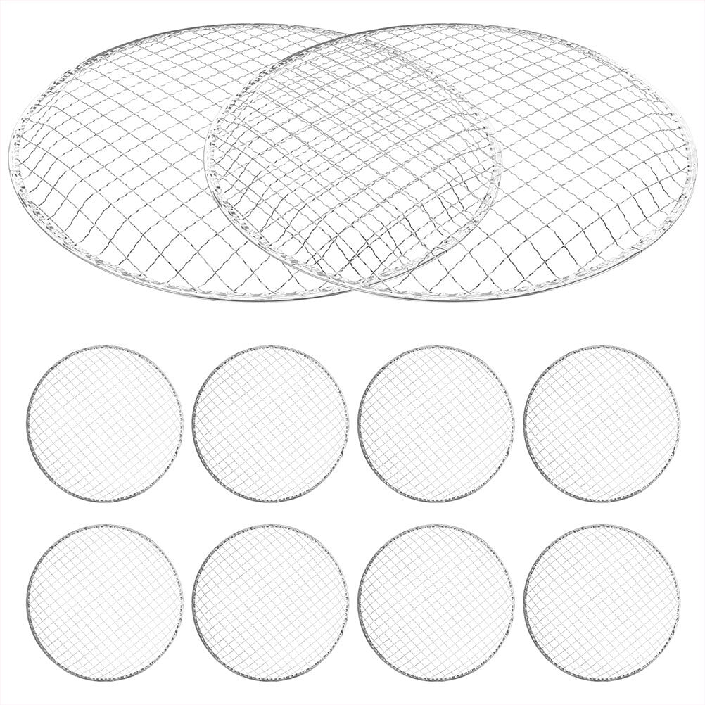 10Pcs Grill Mesh Camping Grill Net BBQ Grate Round Cooking Mat Disposable Grid Mesh
