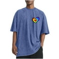 thumbnail image 2 of COSFO Love Heart Men's T Shirts Short Sleeve Cotton Workout Crew Neck Basic Tops Relaxed Fit Pullover Vintage Mens Graphic Tees, 2 of 5