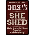 thumbnail image 1 of CHELSEA'S She Shed Red Sign Gift Lady Cave 8x12 Metal Sign 108120088410, 1 of 1