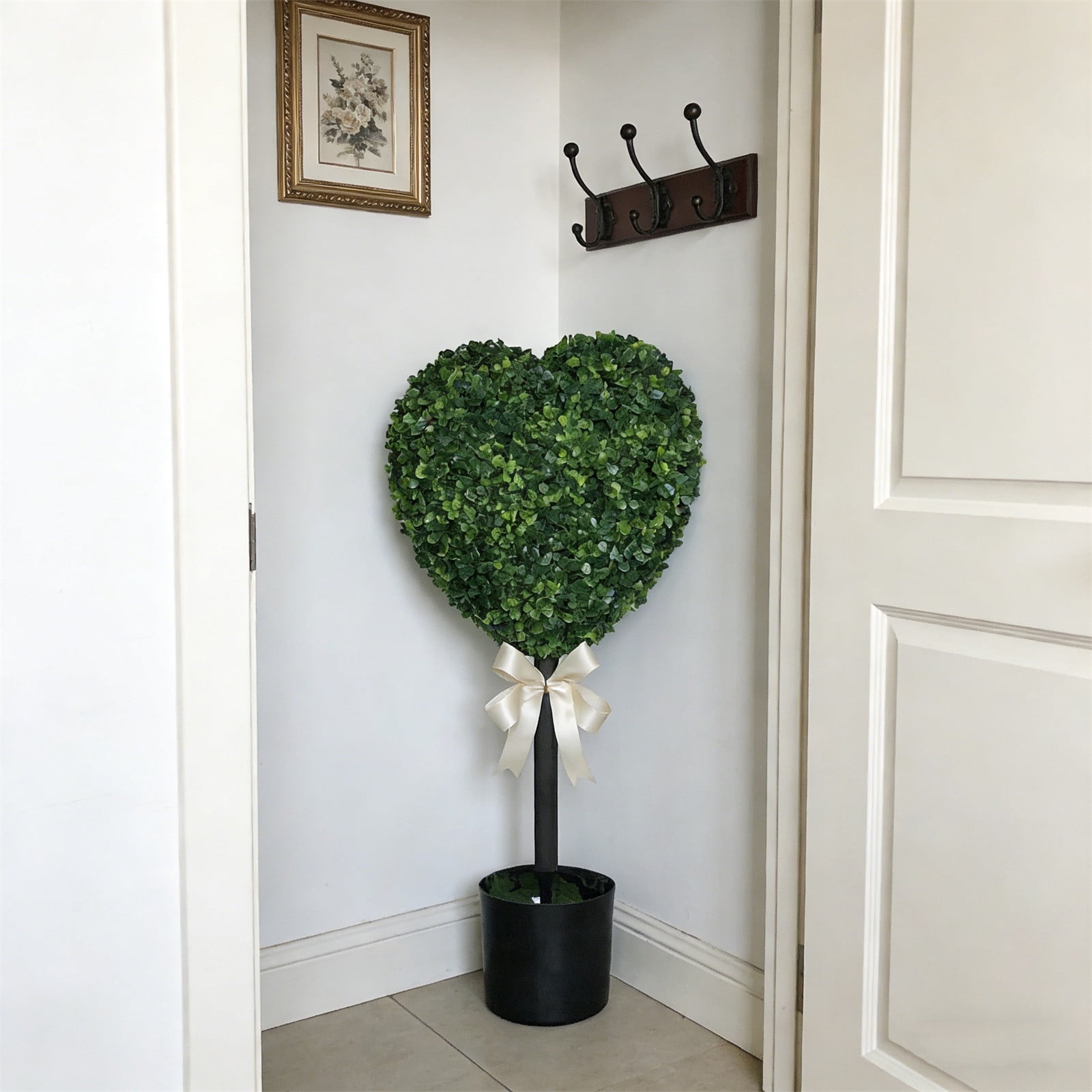 RBCKVXZ 2.5 Ft Heart Topiary Outdoor - Valentine's Day Heart Shaped Topiary Trees with Satin Bow Artificial Decorations Ball Planter Pots for Indoor Outdoor Porch Home