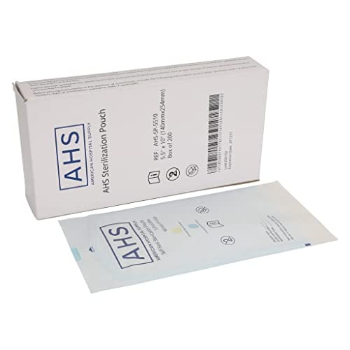 American Hospital Supply Medical Sterilization Pouches 5.5 in. x 10 in, Box of 200