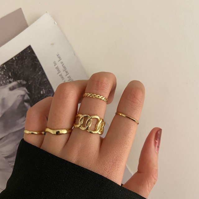 Anillo de unión negro, personalidad creativa, combinación simple apilada, conjunto de anillos de 7 piezas, combinación de moda