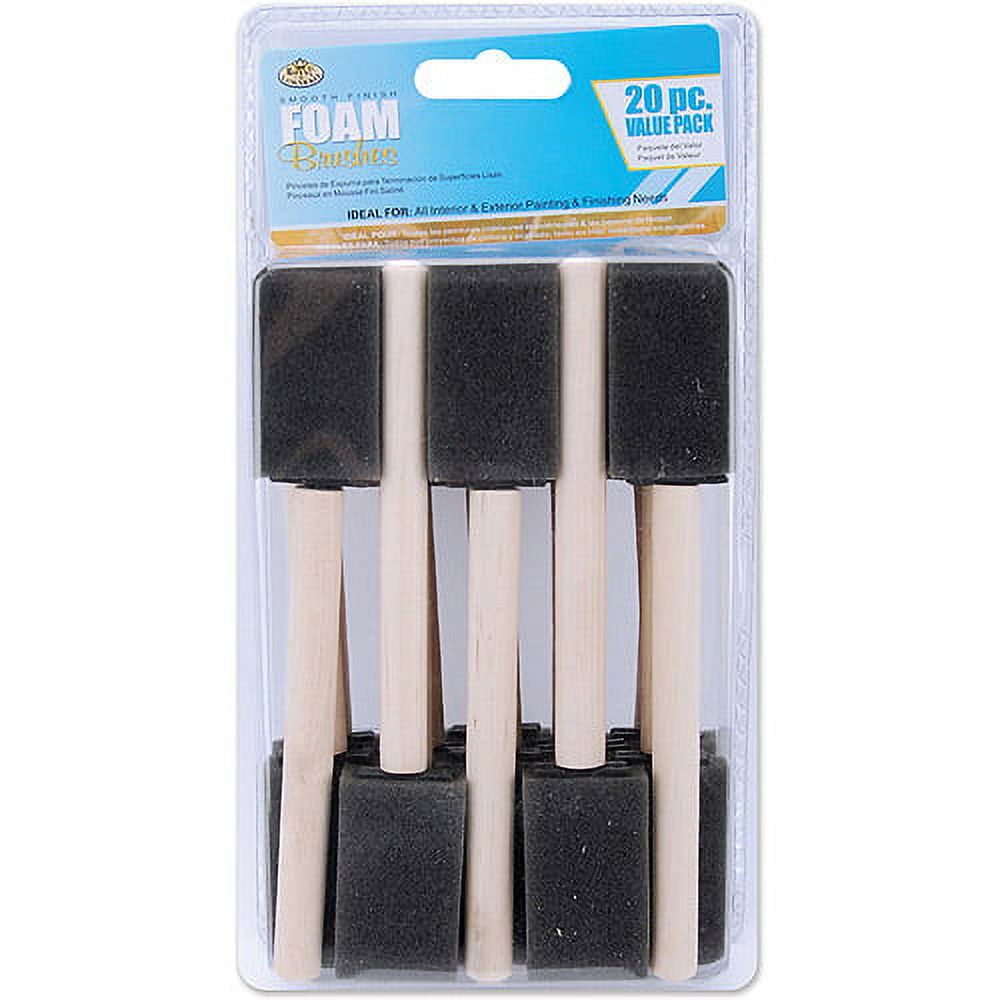 1" Foam Brushes with Wooden Handle - 20 Pack Royal Brush - image 2 of 2