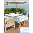 thumbnail image 5 of Outdoor Tablecloth with Umbrella Hole for Patio/Picnic/Party/Camping, Blue Purple Palm Trees Waterproof Table Cloth Rectangle Table Cover Washable, Summer Tropical Coastal Plaid Strip (60"x 120"), 5 of 9