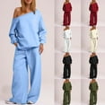 thumbnail image 7 of gakvbuo Fall Off The Shoulder Pullover Set Sweatsuit For Womens 2 Piece Outfits With Pockets Long Sleeve Sweatshirt Wide Leg Pants Casual Sportswear Travel Suit Set, 7 of 7