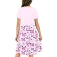 thumbnail image 5 of SGFCWSX Girls Short Sleeve Midi Dress Teens Summer Crewneck Print A-Line Dress for Casual Wear Pink Size 13-14 Years, 5 of 7
