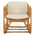 thumbnail image 2 of Safavieh Brauner Modern Rattan and Fabric Dining Arm Chairs, Natural/White, 2 of 6