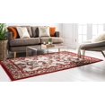 thumbnail image 2 of Unique Loom Botanical Collection Coastal, Bohemian, Floral, High-Low Pile, Indoor and Outdoor Area Rug, 6 0 x 9 0 Rectangular, Beige/Burgundy, 2 of 2