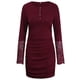 thumbnail image 5 of Vestido De Manga Larga De Encaje Con Cuello Redondo, Lavar A Máquina Micro Elástico Mujer Encaje Vestido De Manga Larga Botón Decoración Para El Ocio Para Ir De Compras ANGGREK Vino Tinto XL, 5 of 8